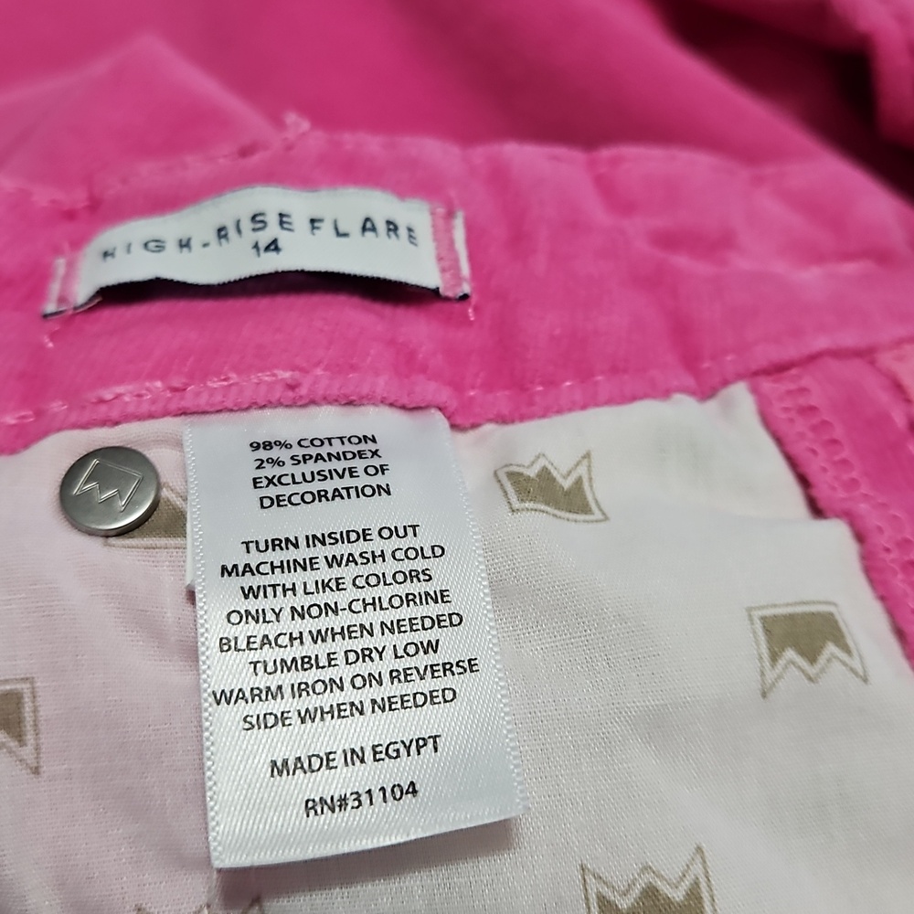 Crown & IVY Bright Pink Women's High Rise Flare Corduroy Pants Size 14 - Picture 4 of 11